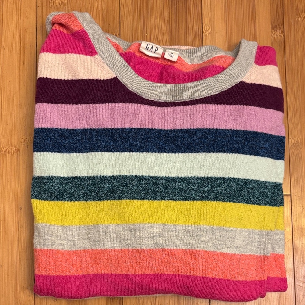 GAP Women's Colorful Striped Crew Neck Sweater MEDIUM